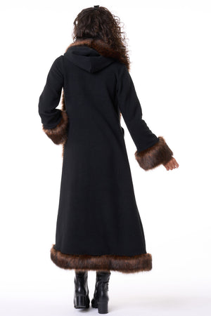 Classic Tamo Coat: Black Coat + Brown Trim