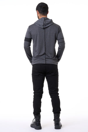 Grey - Black Trim Long Sleeve Men's Top