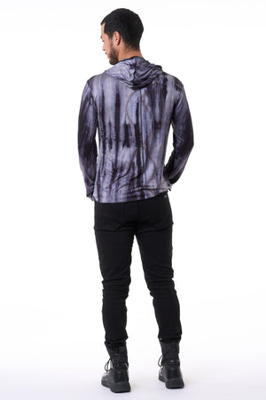 Blue & Grey Tie Dye Long Sleeve Men's Top