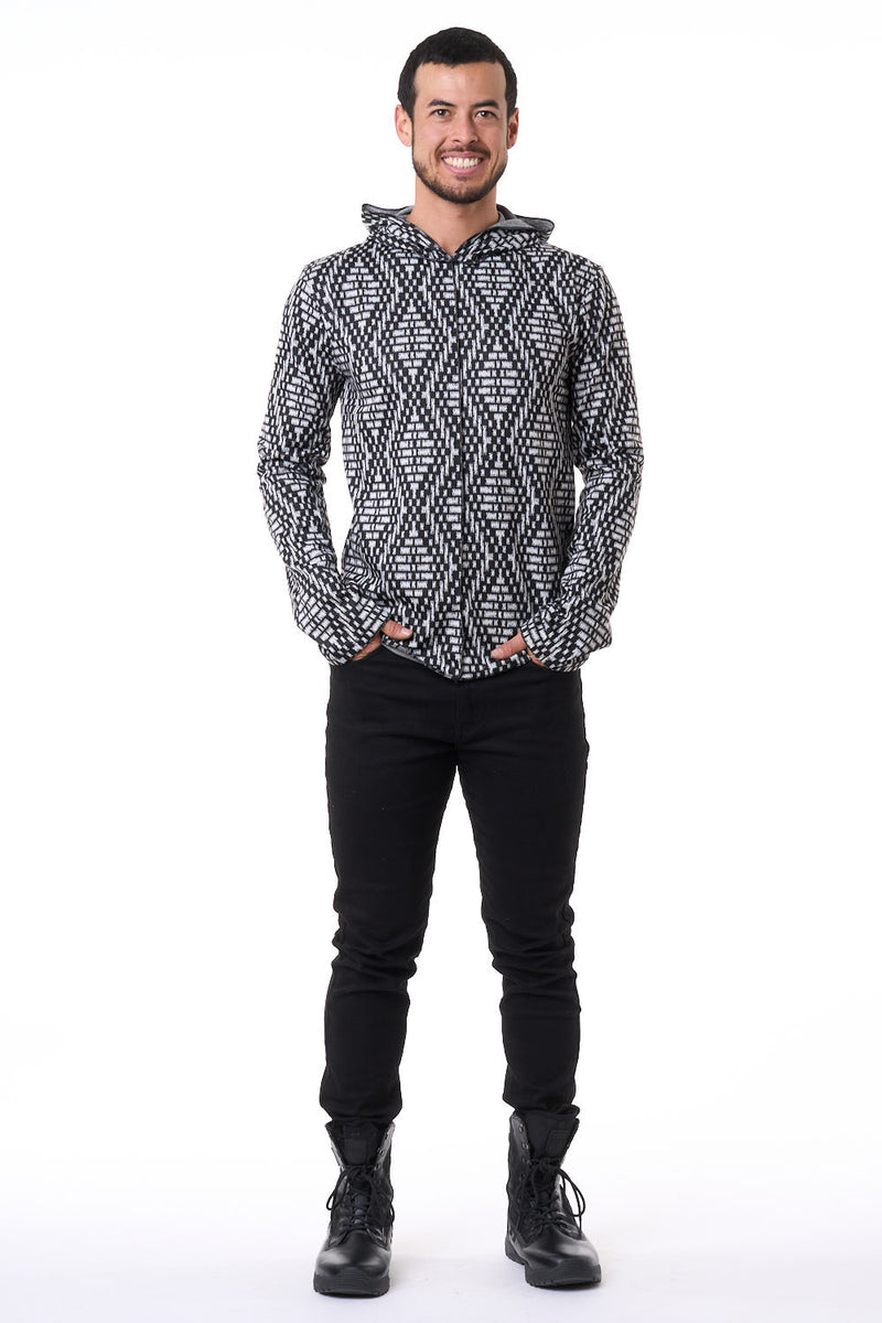 Black & White Mod Long Sleeve Men's Top