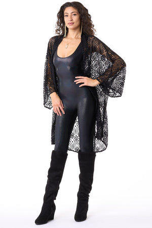 Black Paisley Lace Unisex Kimono