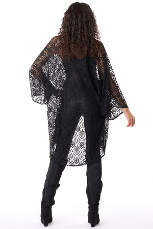 Black Paisley Lace Unisex Kimono