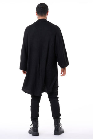 Black Waffle Knit Unisex Kimono