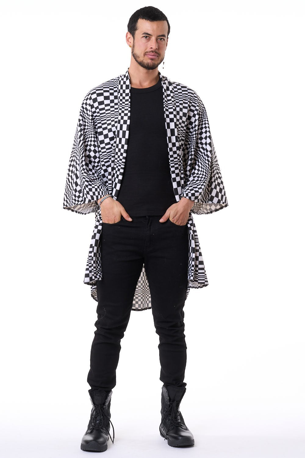 Black & White Checker Unisex Kimono