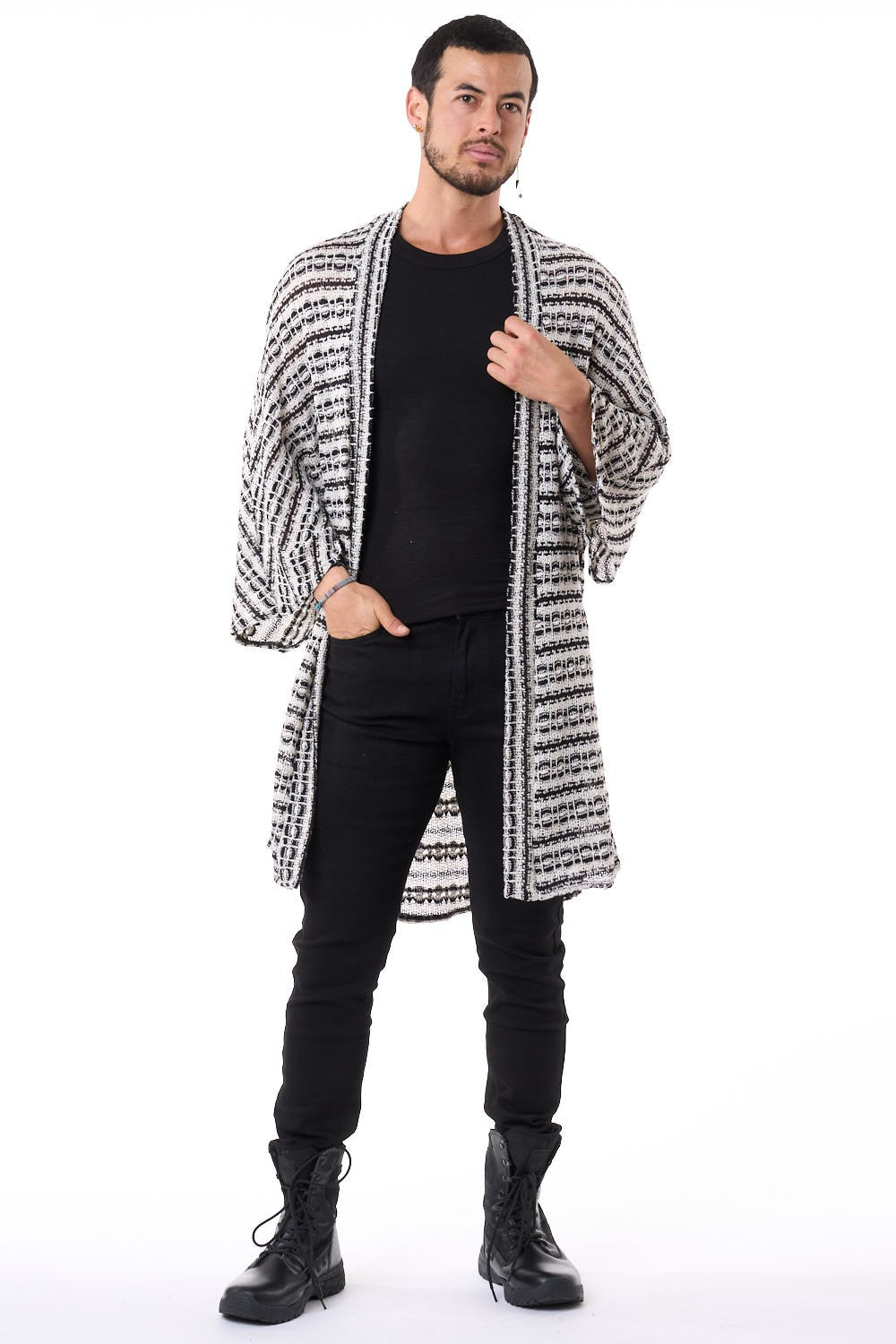 Black & White Knit Unisex Kimono