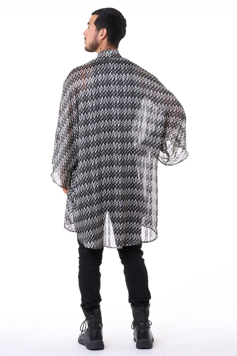 Black & White Mod Chiffon Unisex Kimono