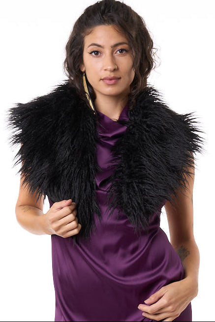Black Mongolian Faux Fur Stole