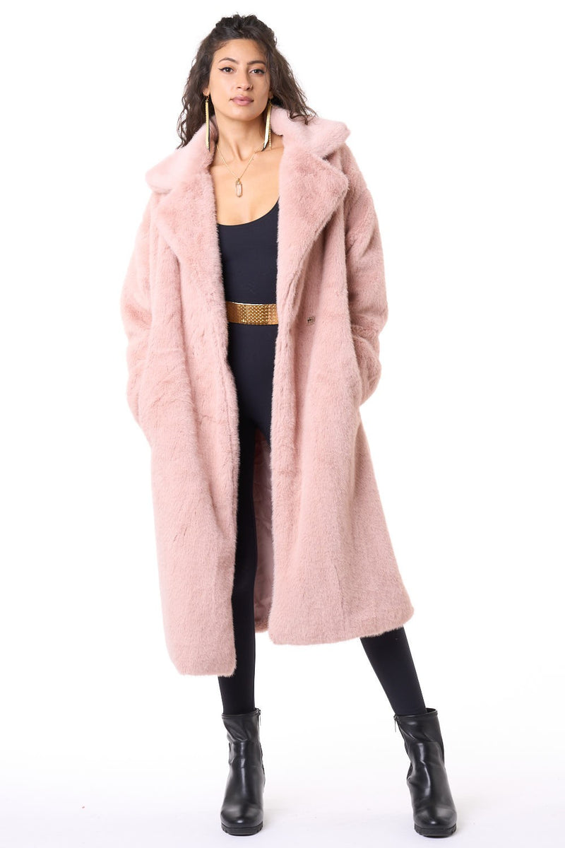 Blush Oversized Faux Fur Coat