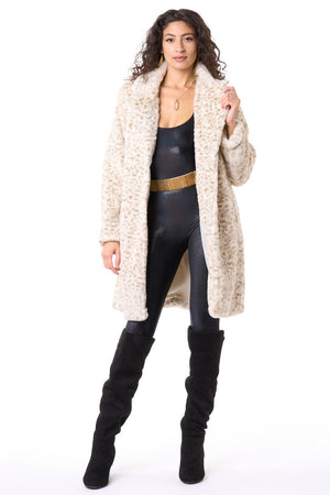 Cream Cheetah Faux Fur Coat