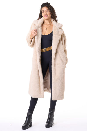 Cream Oversized Faux Fur Coat