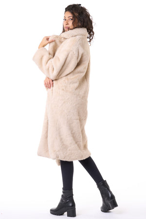 Cream Oversized Faux Fur Coat