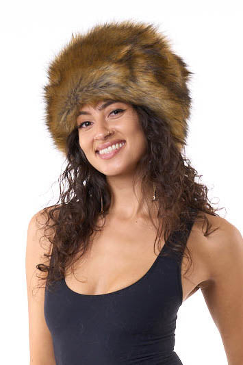 Brown Fox Fur Babushka Hat