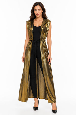 Gold Metallic Hooded Sleeveless Gemini Robe
