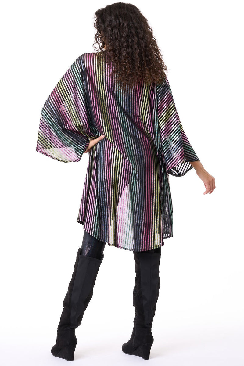 Green Multi Metallic Mesh Unisex Kimono