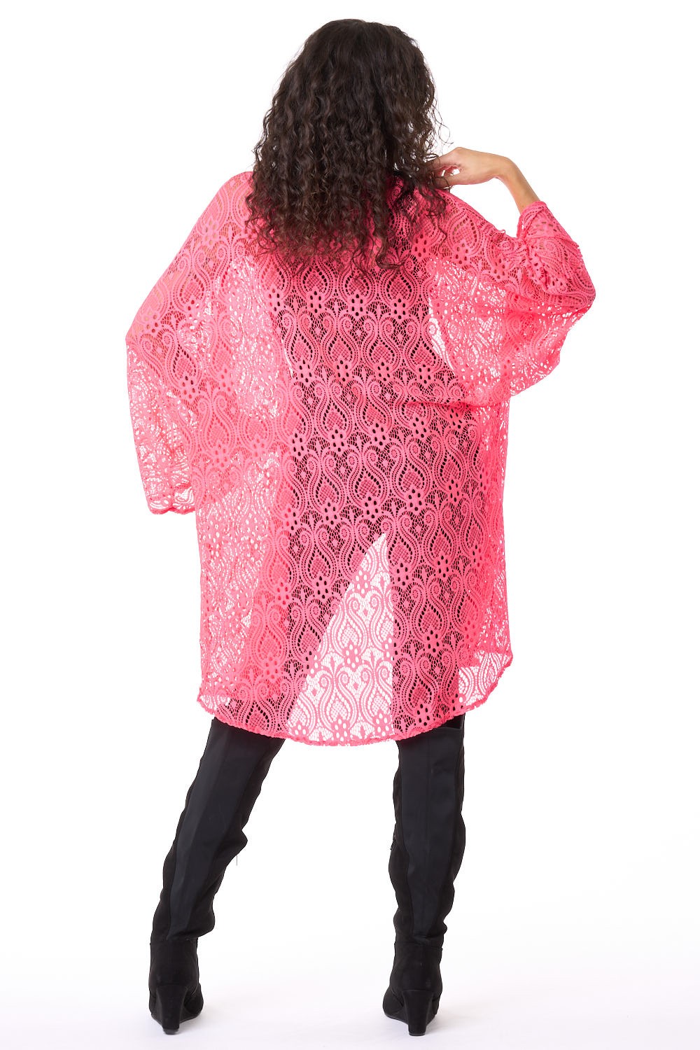 Neon Pink Paisley Lace Unisex Kimono