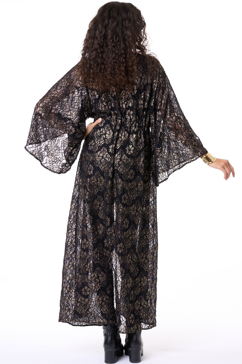 Metallic Gold Flower Lace Gemini Robe