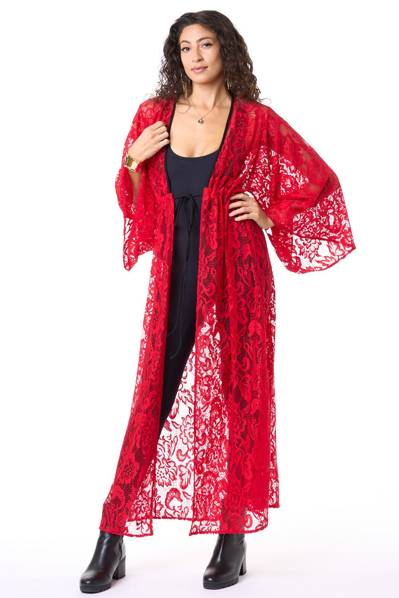 Red Floral Lace Gemini Robe