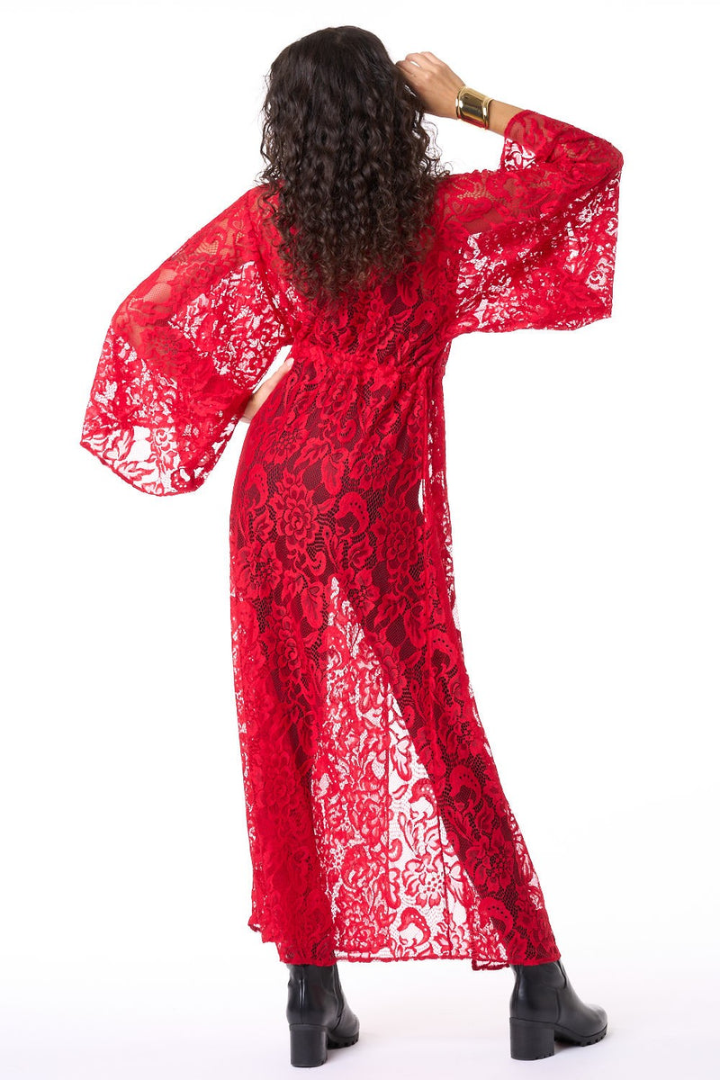 Red Floral Lace Gemini Robe