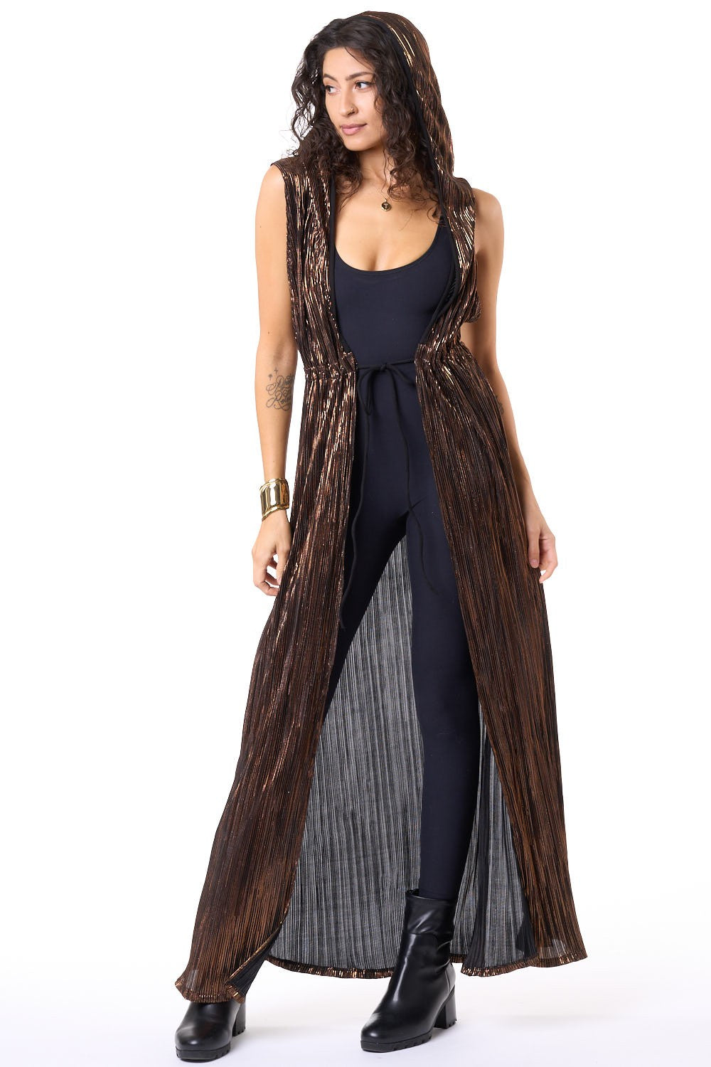 Copper Crinkle Hooded Sleeveless Gemini Robe