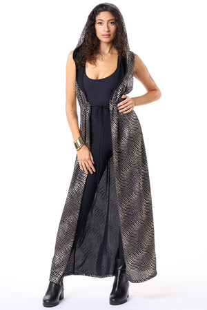 Silver & Gold Crazy Wavy Hooded Sleeveless Gemini Robe