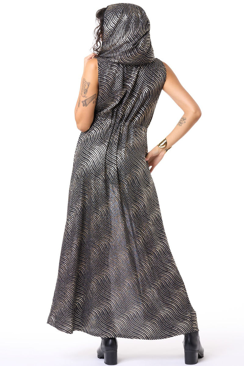 Silver & Gold Crazy Wavy Hooded Sleeveless Gemini Robe