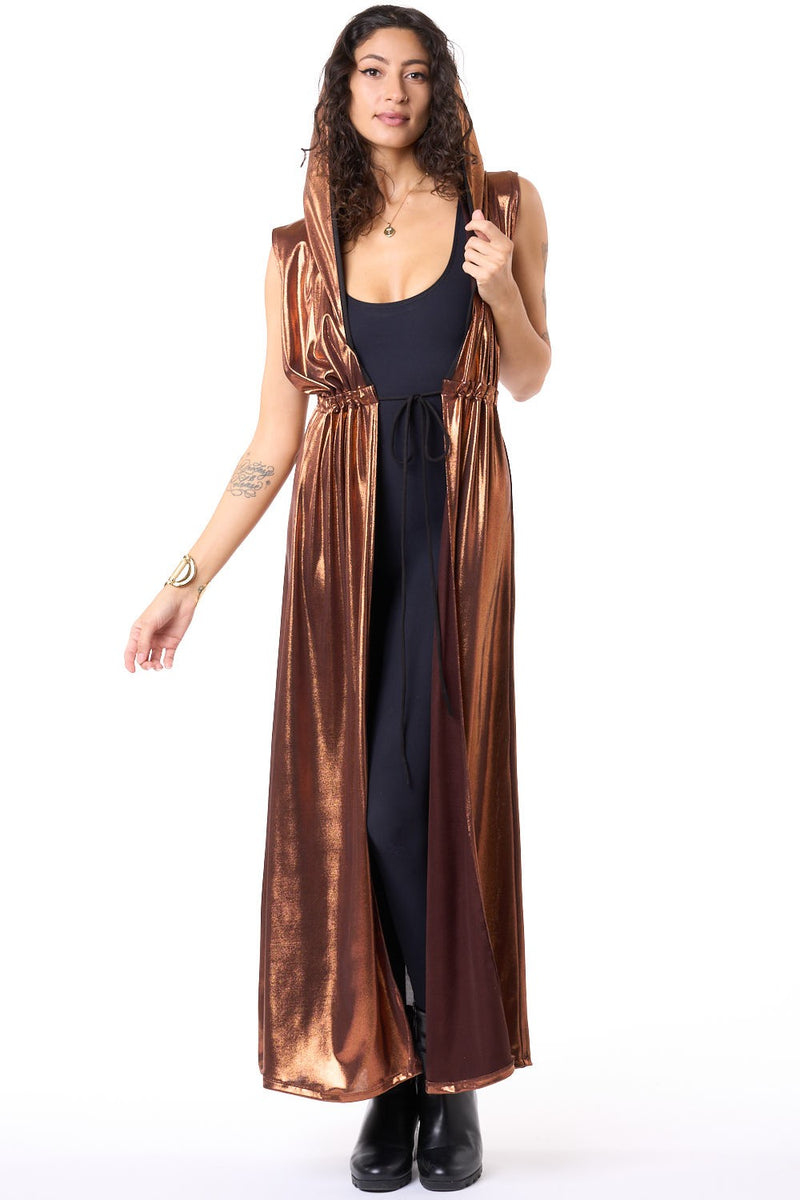 Solid Copper Hooded Sleeveless Gemini Robe