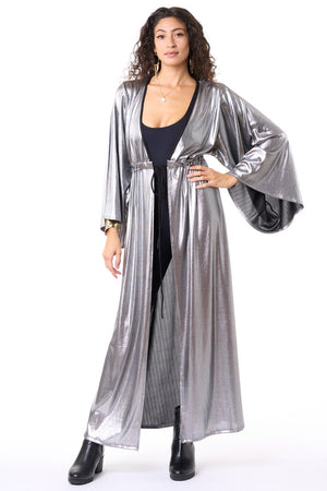 Silver Knit Metallic Gemini Robe