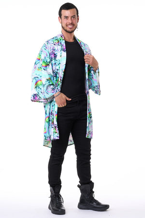 Trippy Teal Spandex Unisex Kimono