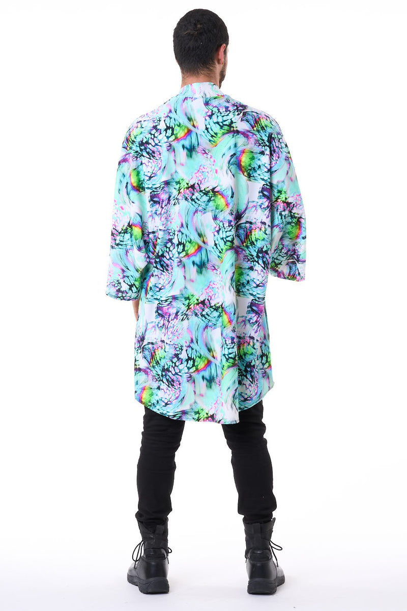 Trippy Teal Spandex Unisex Kimono