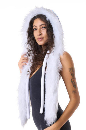 Unicorn Tears White Faux Fur Hoodie