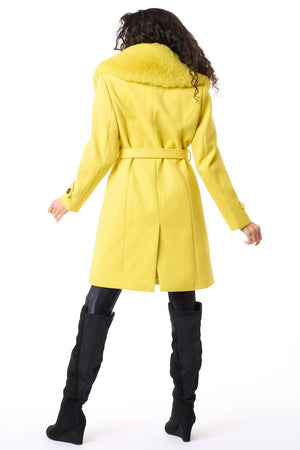 Yellow Faux Fur Trench Coat