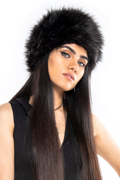 Black Faux Fur Babushka Hat – Tamo Design