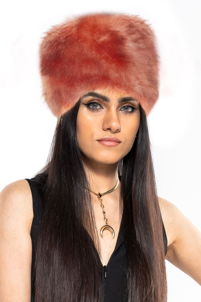 Rose Faux Fur Babushka Hat