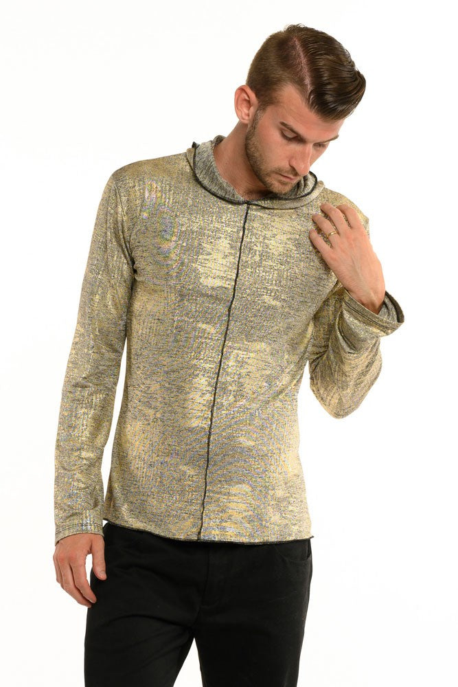 Antique Gold Knit Long Sleeve Men's Top