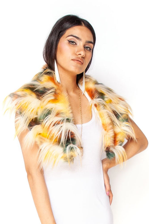 Wild Bird Multi Color Faux Fur Stole