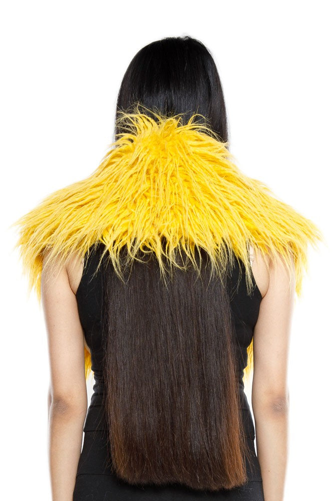 Yellow Mongolian Faux Fur Stole