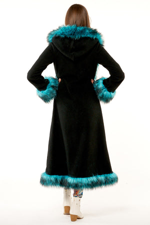 Classic Baroness: Black Coat + Teal Trim