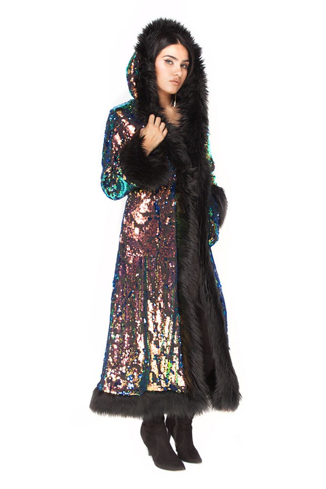 sequin dress and fur coat Sequin Dress With Fur Coat Gold Sequin Dress With Jacket Fur Coats Jacket To Wear With