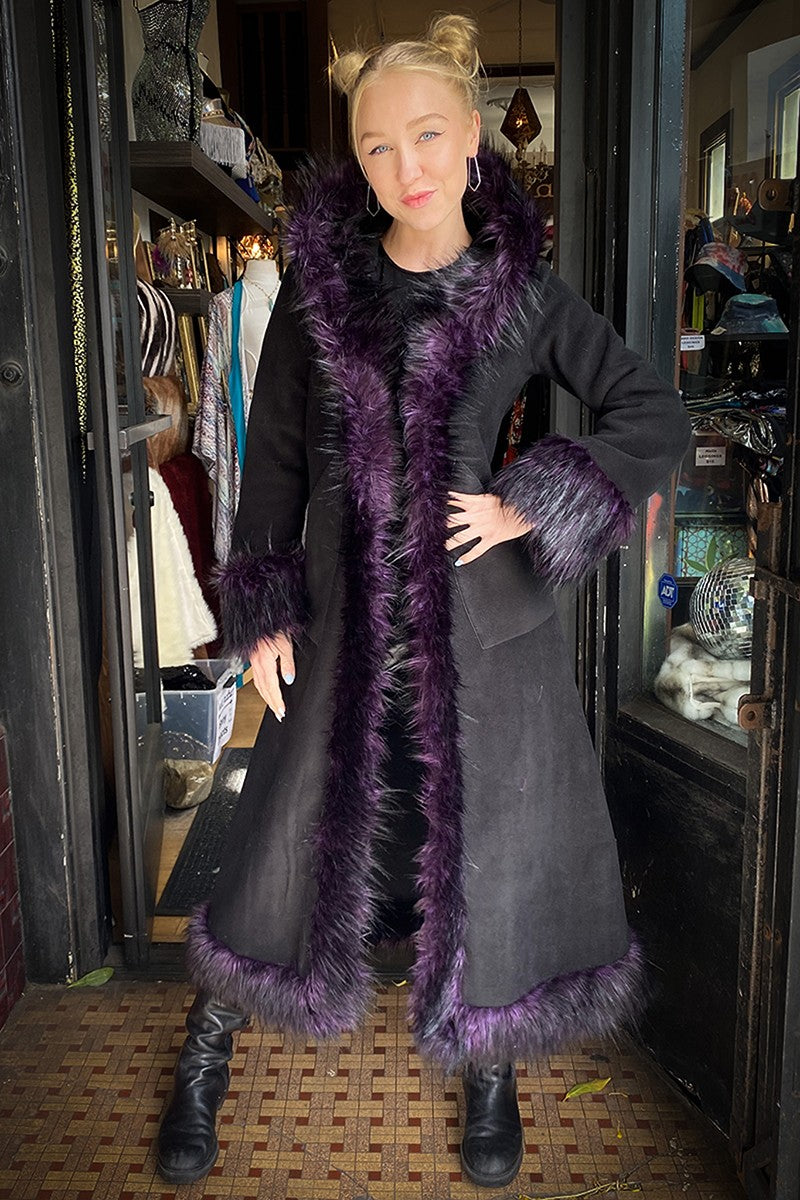 Classic Tamo Coat: Black Coat + Purple Trim